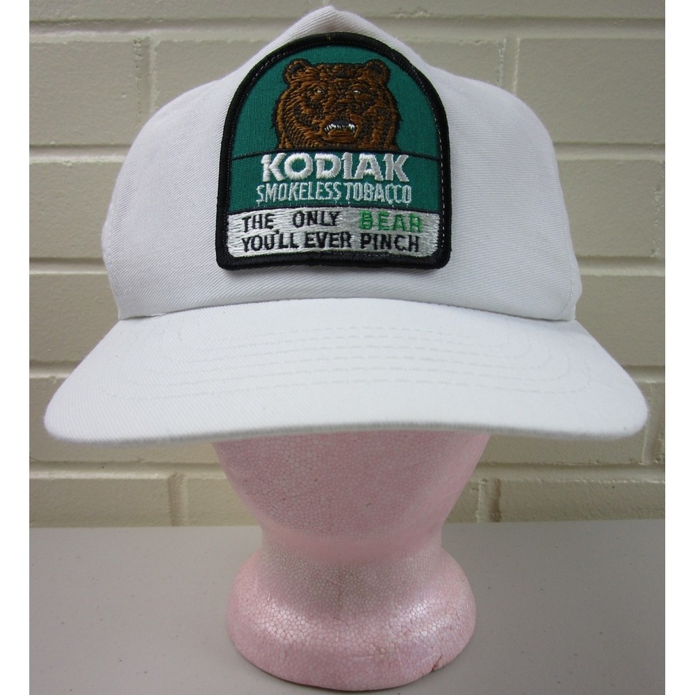 Vintage 90s Kodiak Smokeless Tobacco Trucker Hat Snapback Cap Bear Racing USA